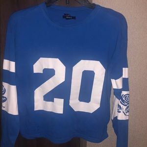 Blue long sleeve shirt with Rose